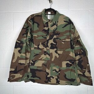Vintage US Army BDU Woodland Camo Jacket Medium Short Ripstop Unissued 1990s